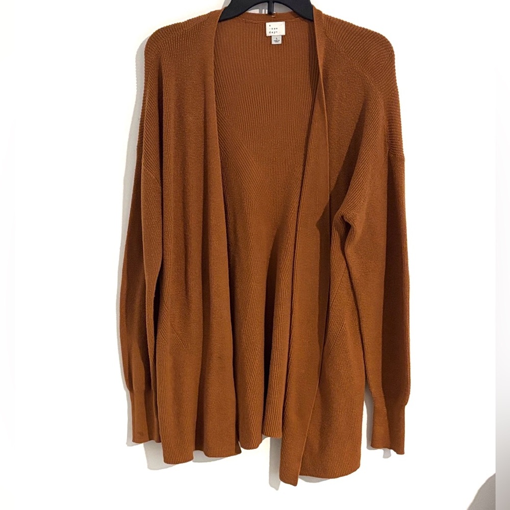 a new day Size L Caramel Brown Women's‎ Soft Cotton Blend Open Front Cardigan